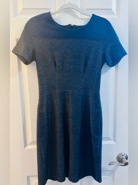 Tommy Hilfiger Navy Short-Sleeve Midi Fit-and-Flare Dress